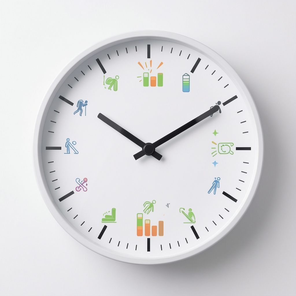 Clock showing different energy levels throughout the day