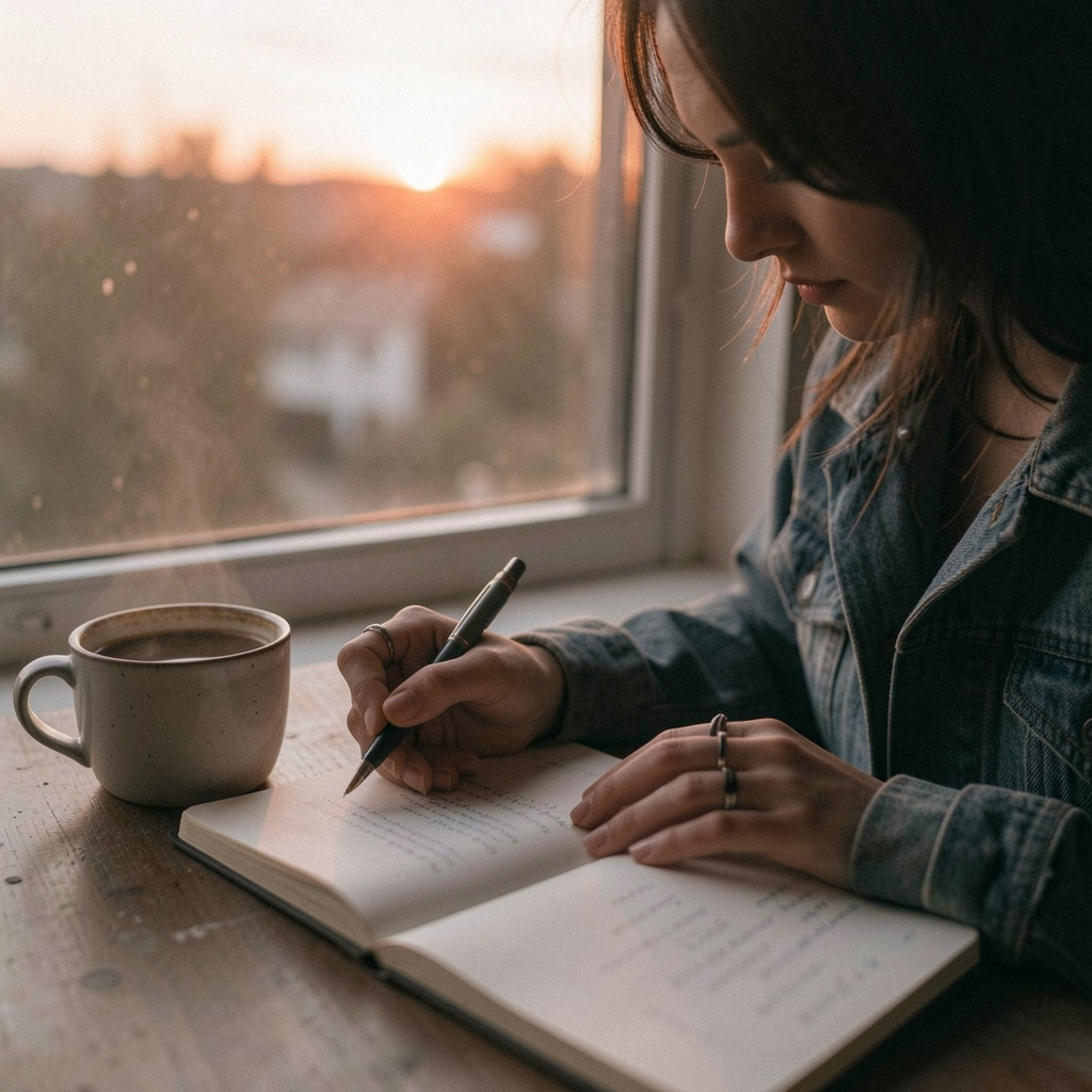 Person reflecting on daily energy patterns